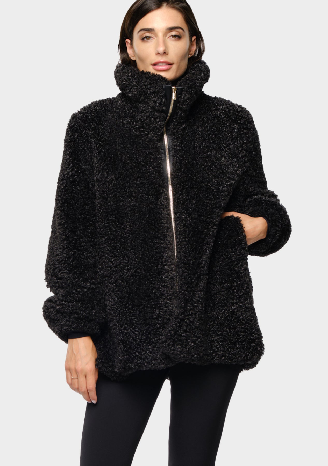 MILU Faux Shearling Jacket black