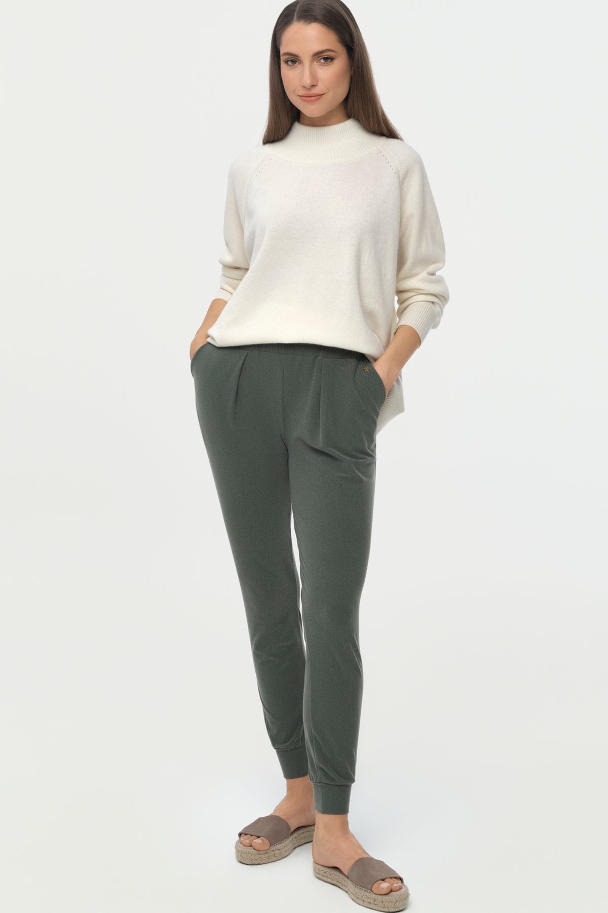 LUXE PLUSH Track Pants vetiver green