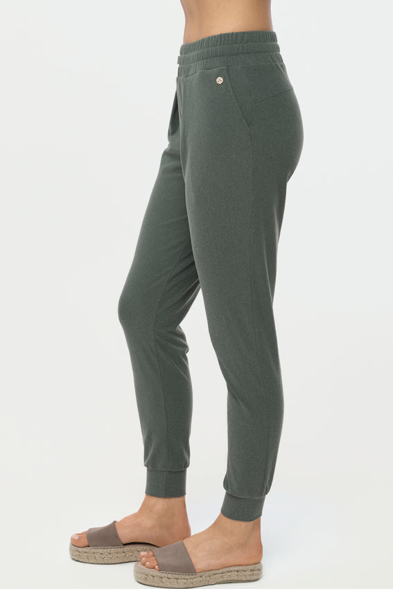 LUXE PLUSH Track Pants vetiver green