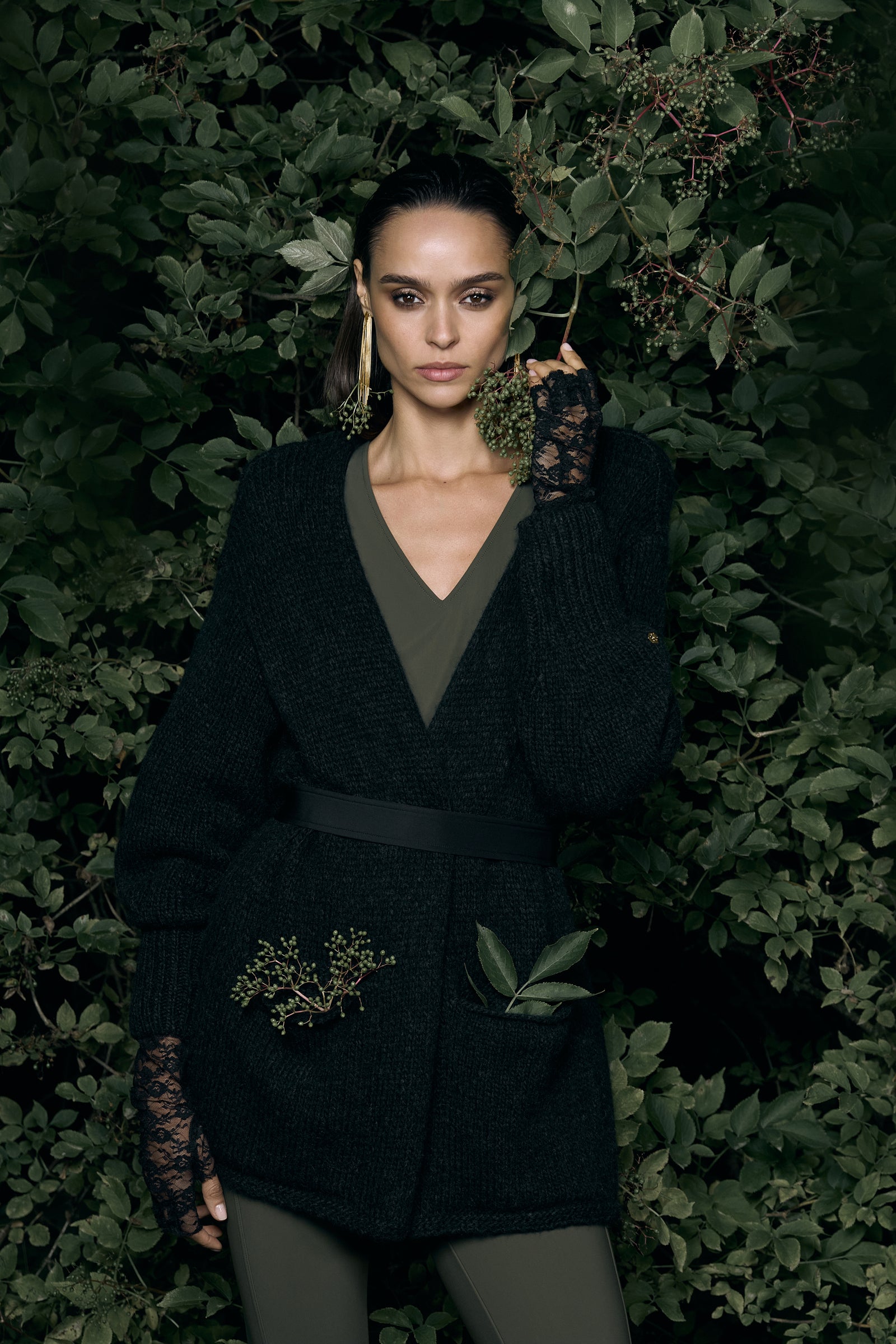 CANOLO Cardigan schwarz melange