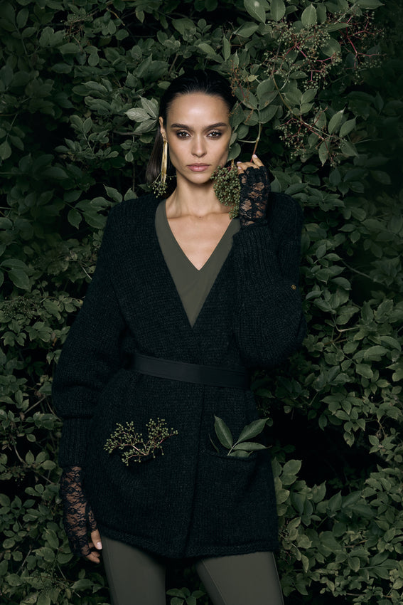 CANOLO Cardigan schwarz melange