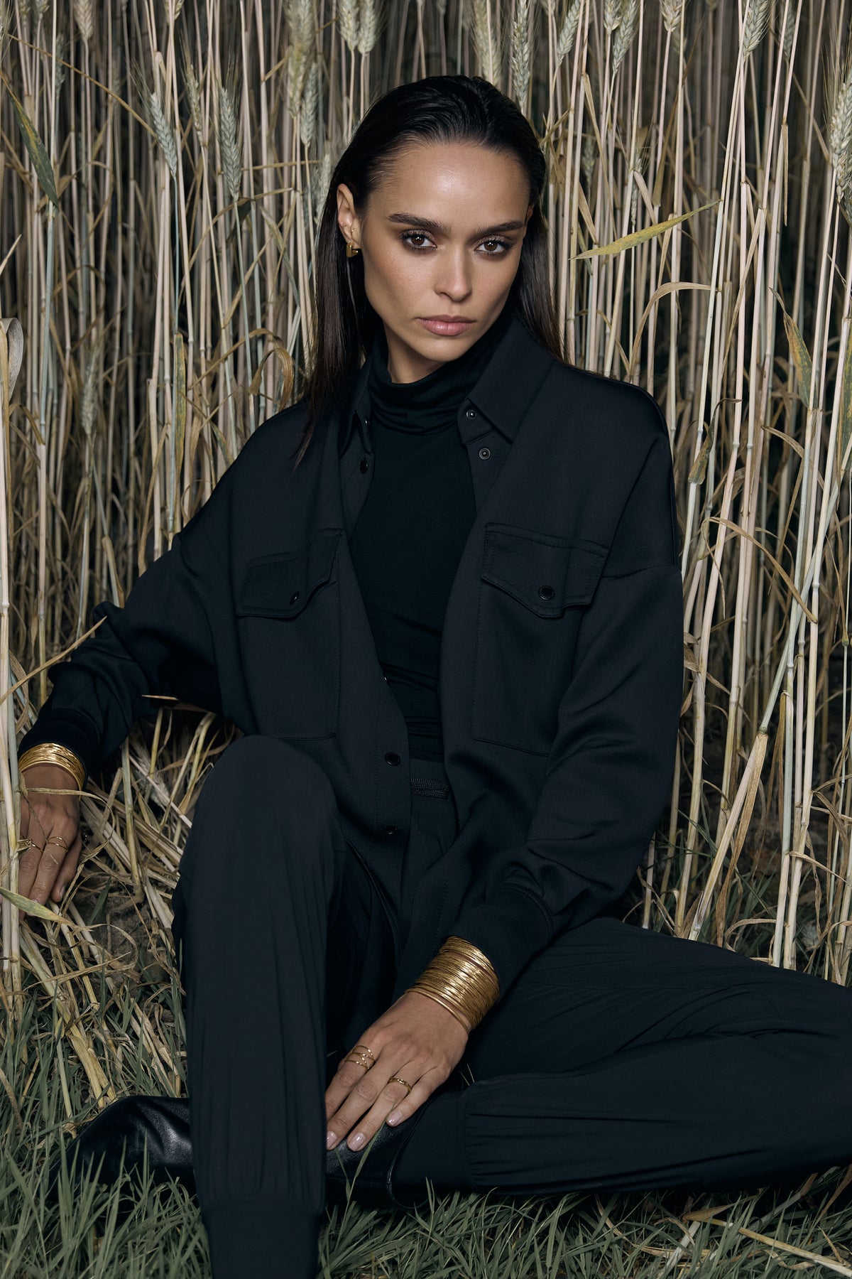 ERICE Hemd Jacke schwarz