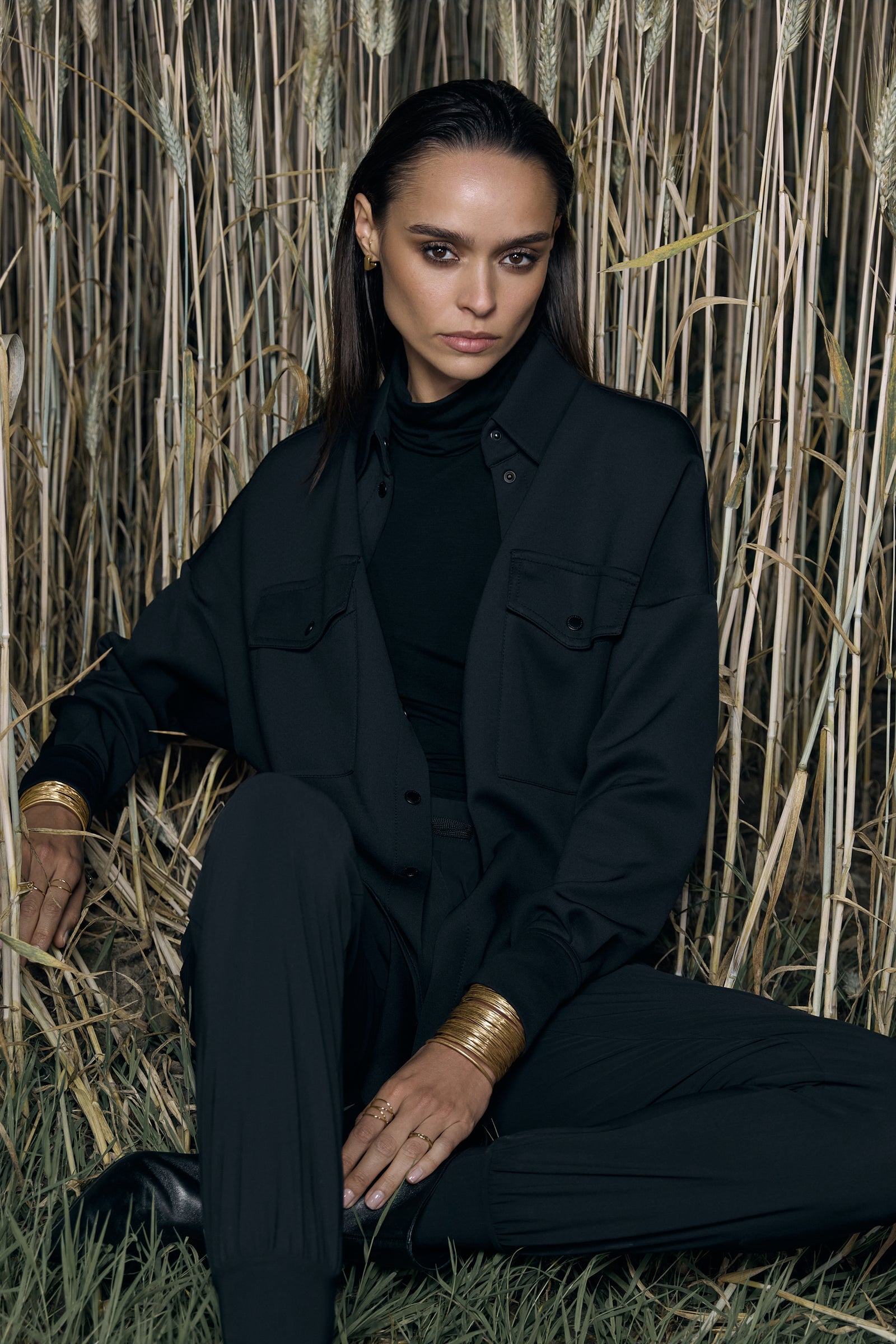 ERICE Hemd Jacke schwarz