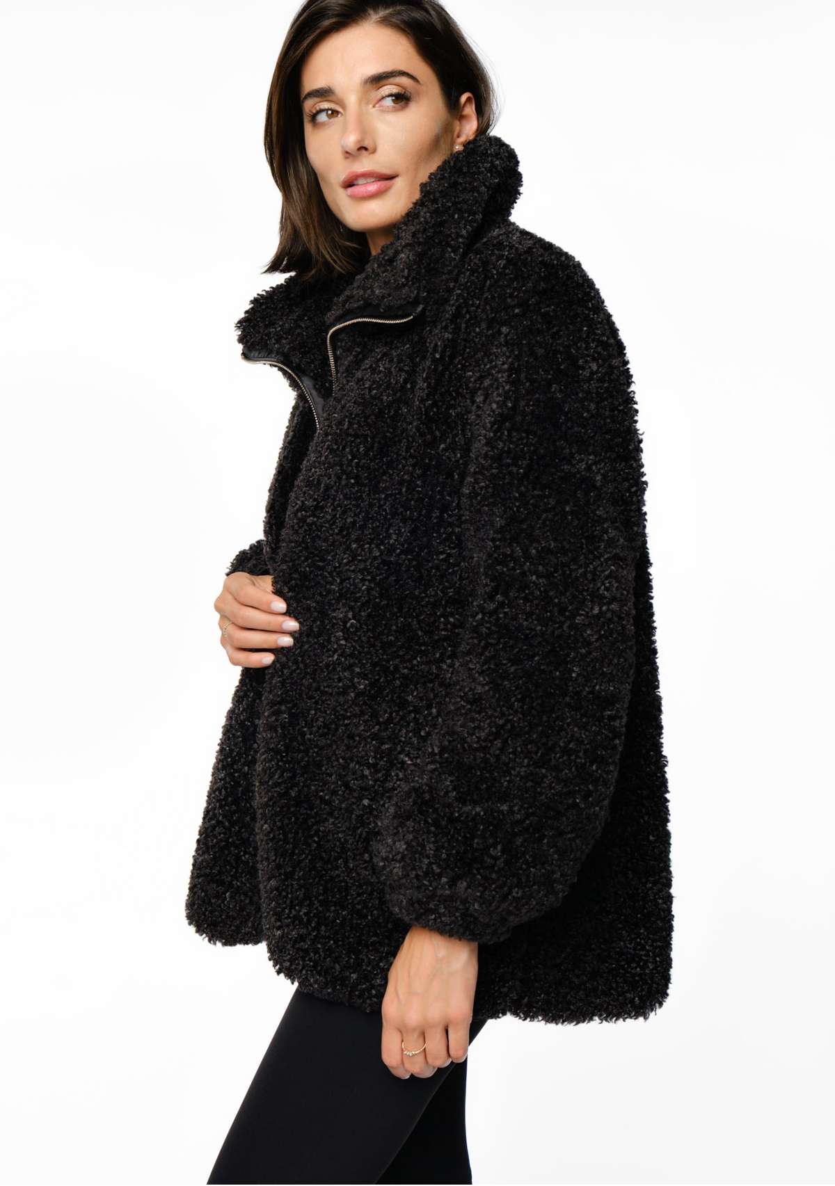 MILU Faux Shearling Jacket black