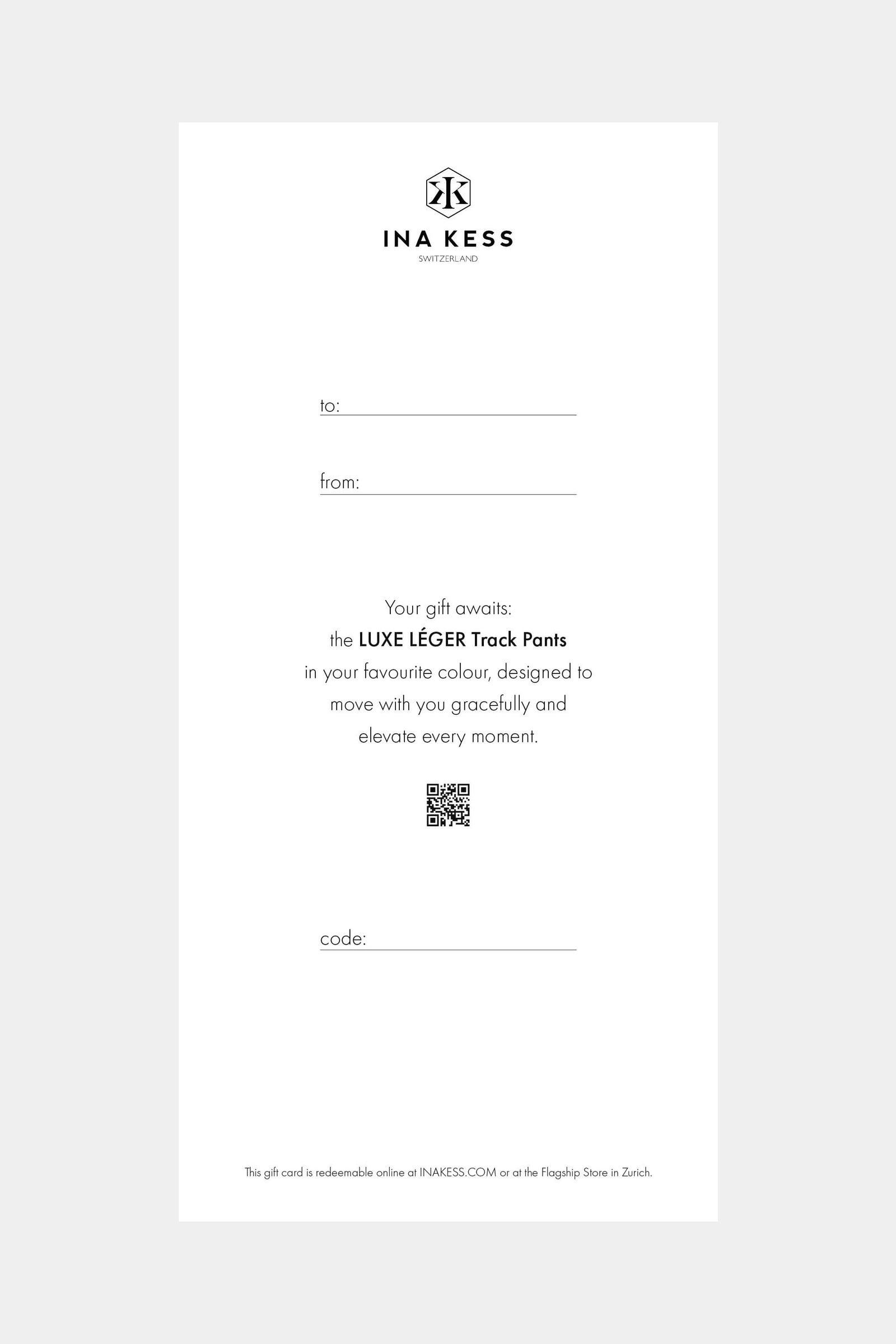 LUXE LÉGER Track Pants Geschenkkarte 