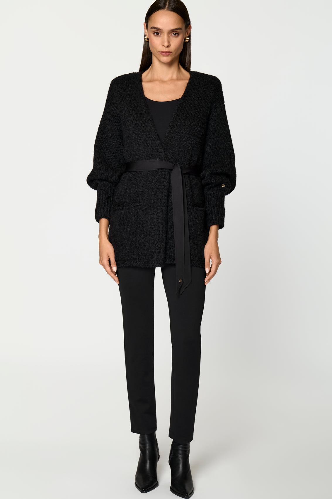 CANOLO Cardigan schwarz melange