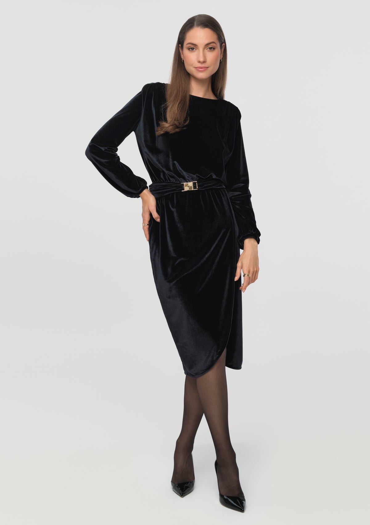 STARLIT Samt Kleid schwarz