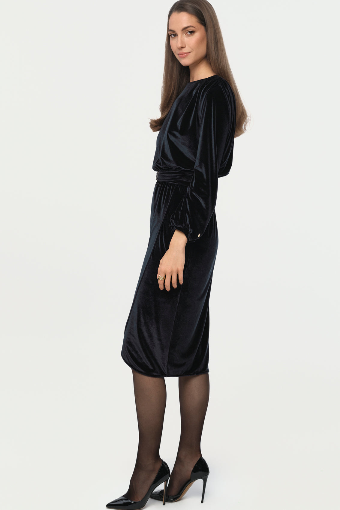 STARLIT Samt Kleid midnight