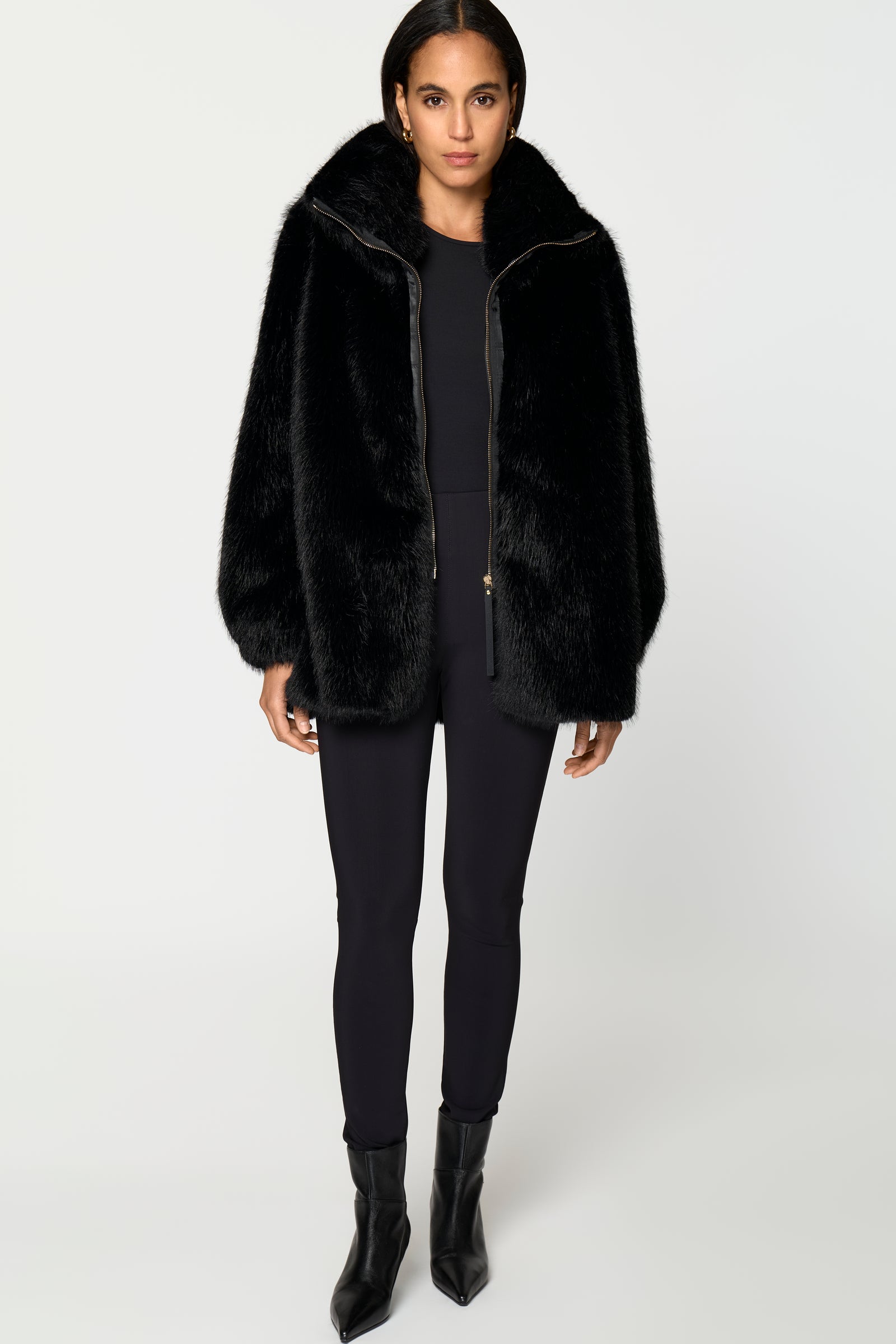 CHANOIR Faux Fur Coat black