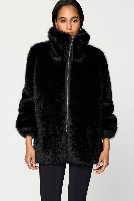 CHANOIR Kunstpelz Mantel schwarz