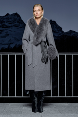 MARMEIRA Wool Cashmere Coat crystal grey