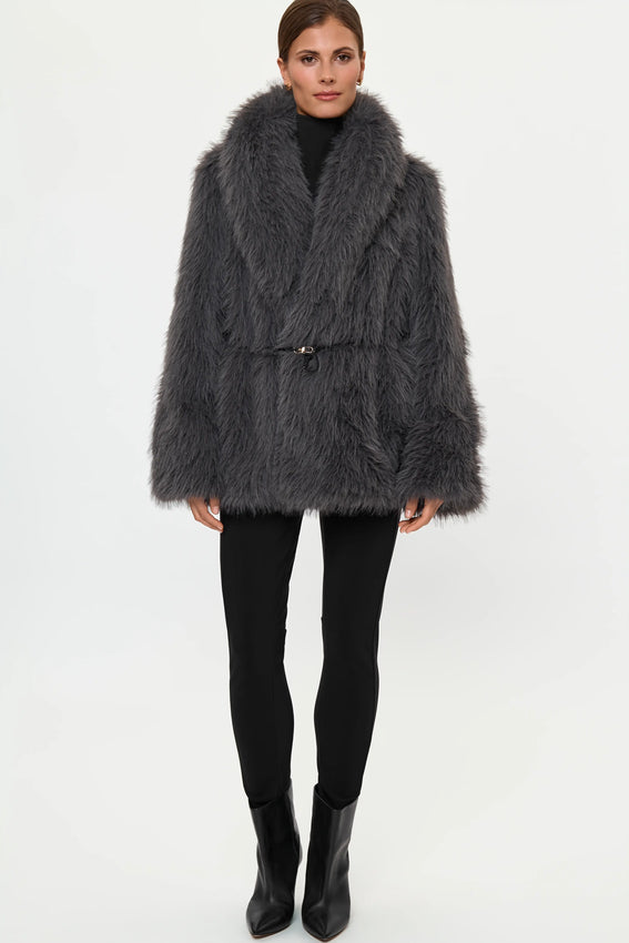 MARMOTA Faux Fur Coat crystal grey