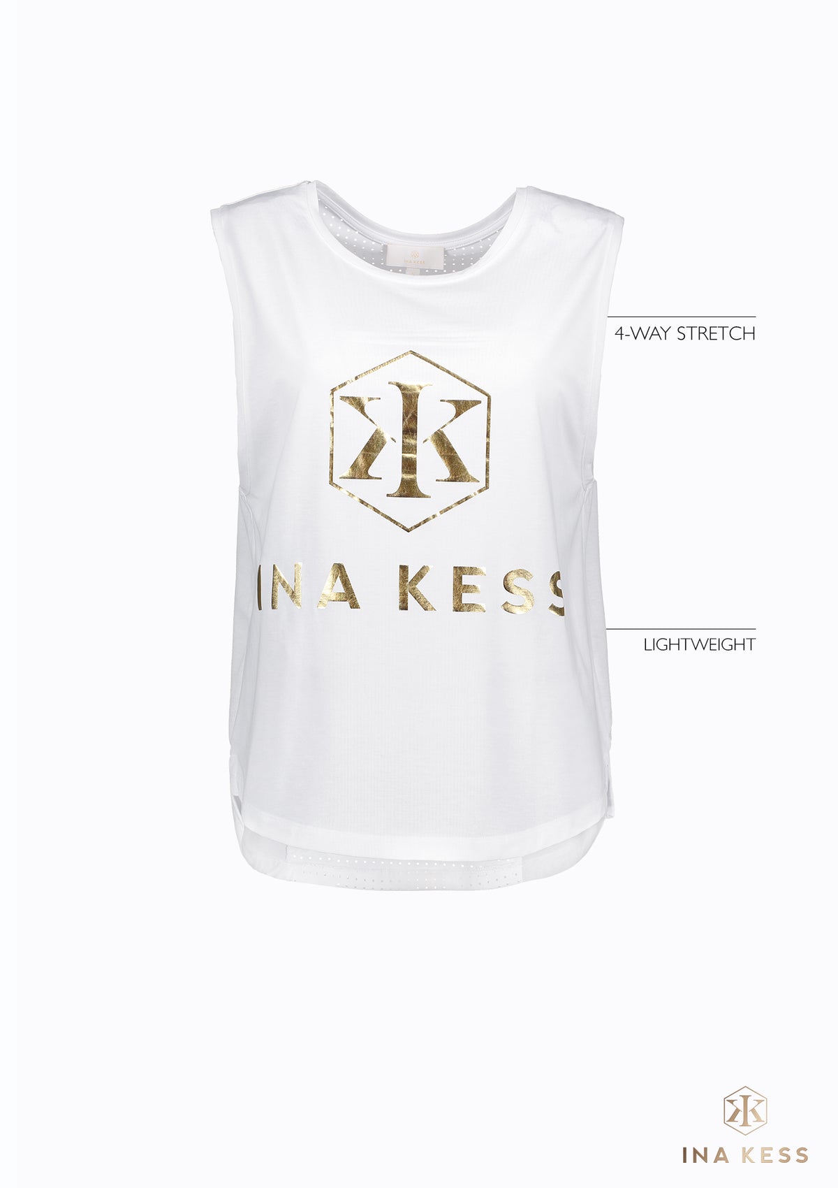 PANELLED Muscle Top white / gold