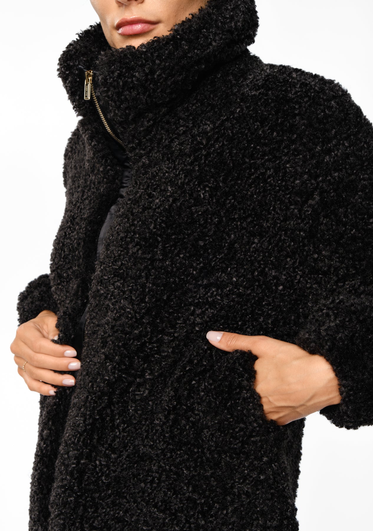 MILU Faux Shearling Jacket black